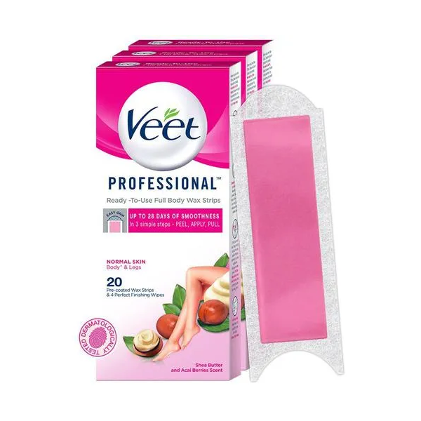 Veet Hair Removal Waxing Strips Kit Normal Skin