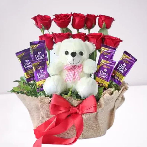 Flower Choco Basket with teddy