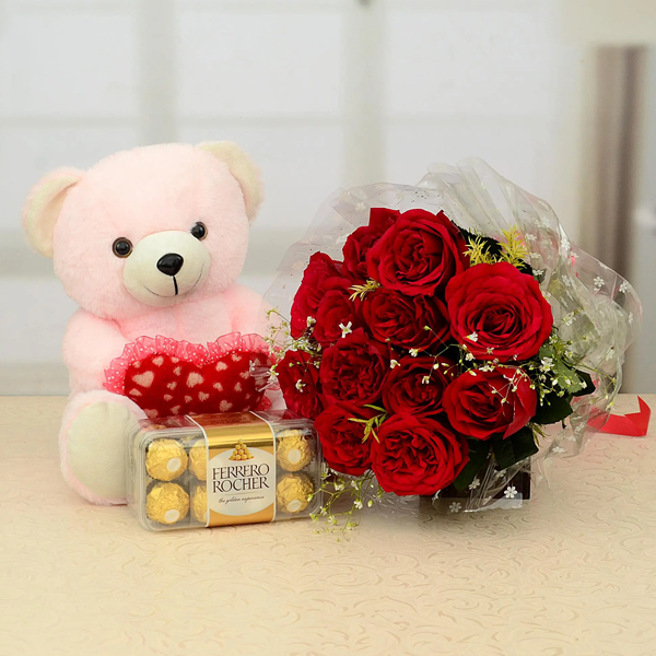 Ferro Rocher teddy and Flower combo