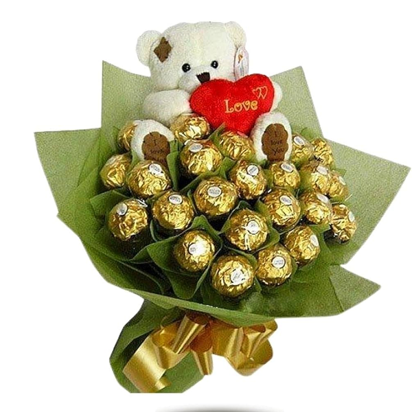 Ferro Rocher flower with teddy