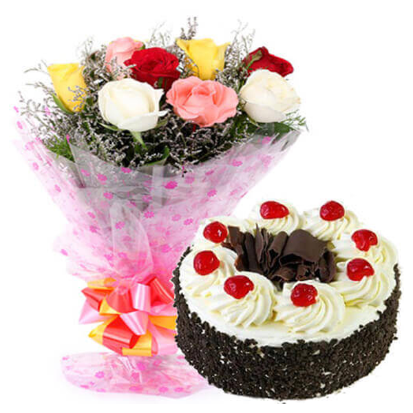 10 mix flower and black forest cake