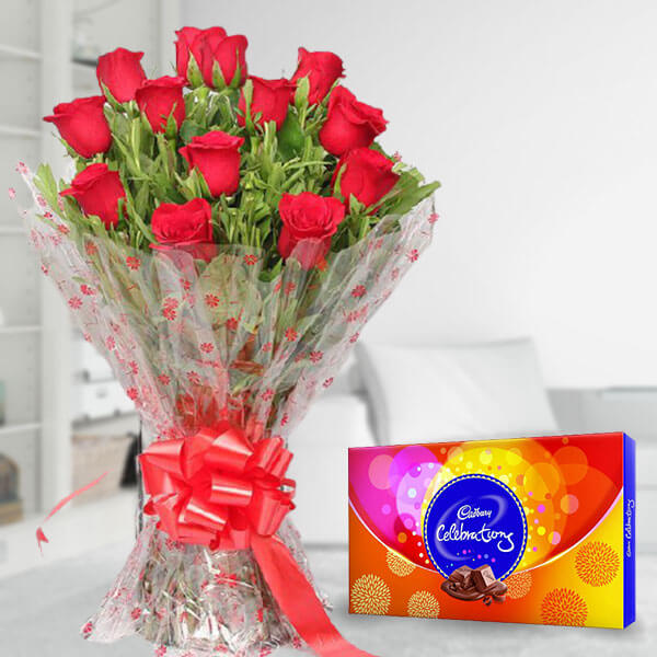 Red Flower with Cadbury Celebration