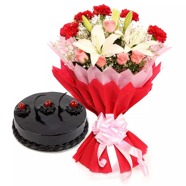 Truffle cake with Mix Flower