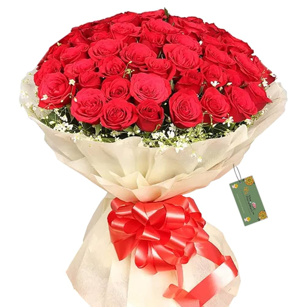 Red Rose Bunch in Paper Packing